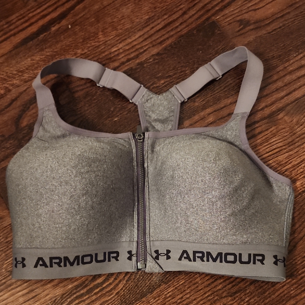 Under Armour Heather Gray Zip Sports Bra